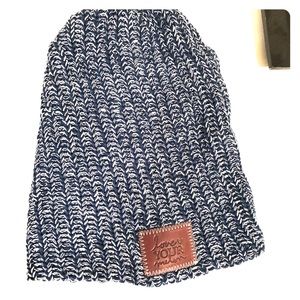 NWOT medium blue & white Love Your Melon beanie